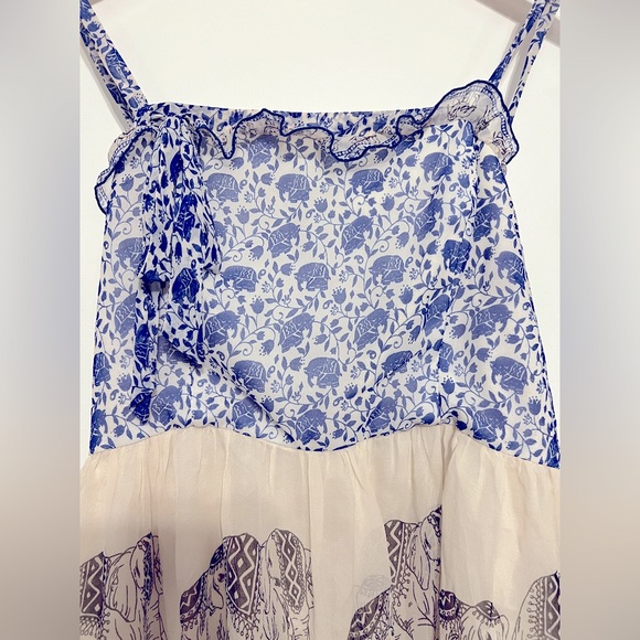 Silk Anna Sui Elephant Ruffle Dress - Picture 2 of 7